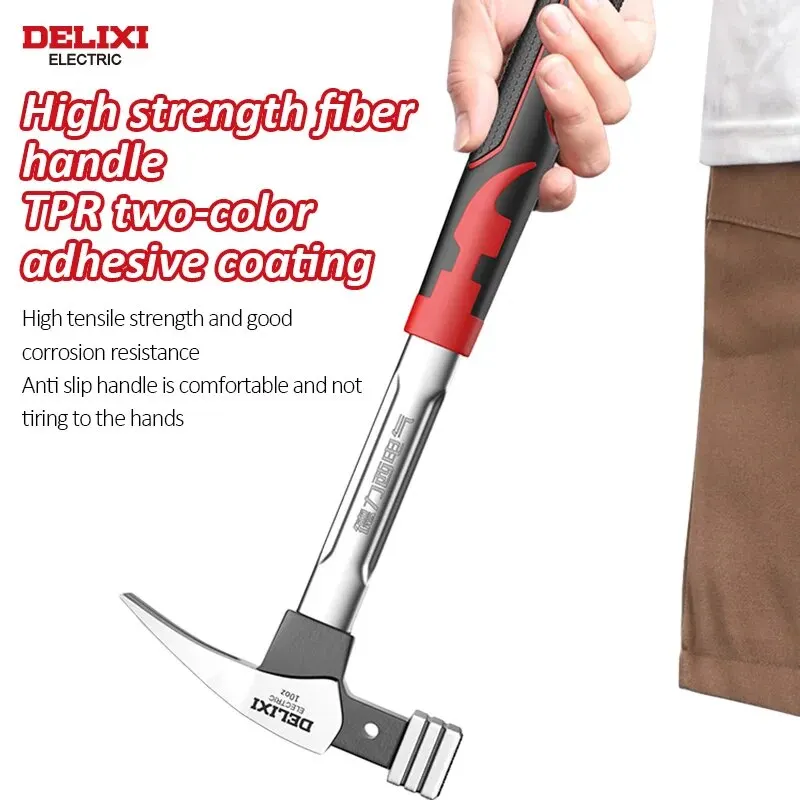 DELIXI ELECTRIC Claw Hammer Woodworking Hammer Nail Up Tool Multi-functional High Carbon Steel Hammer