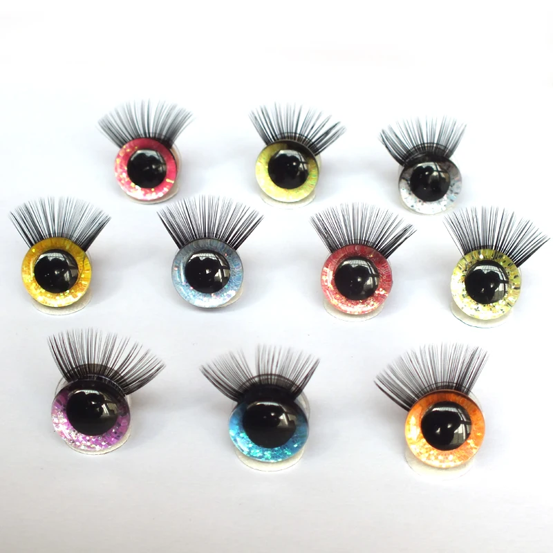 20pcs 12-30mm 3D Safety Glitter Toy Eyes Eyelash For DIY Plush DIY Doll Making Accessories Plush Toy Eyes Eyelash