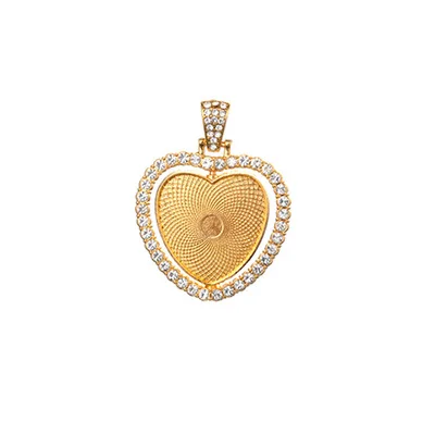 25mm 30MM Double Sided Rotation Rhinestone Heart Cabochon Pendant Tray Blank Bezel Sublimation Picture Frame Charms Pendant