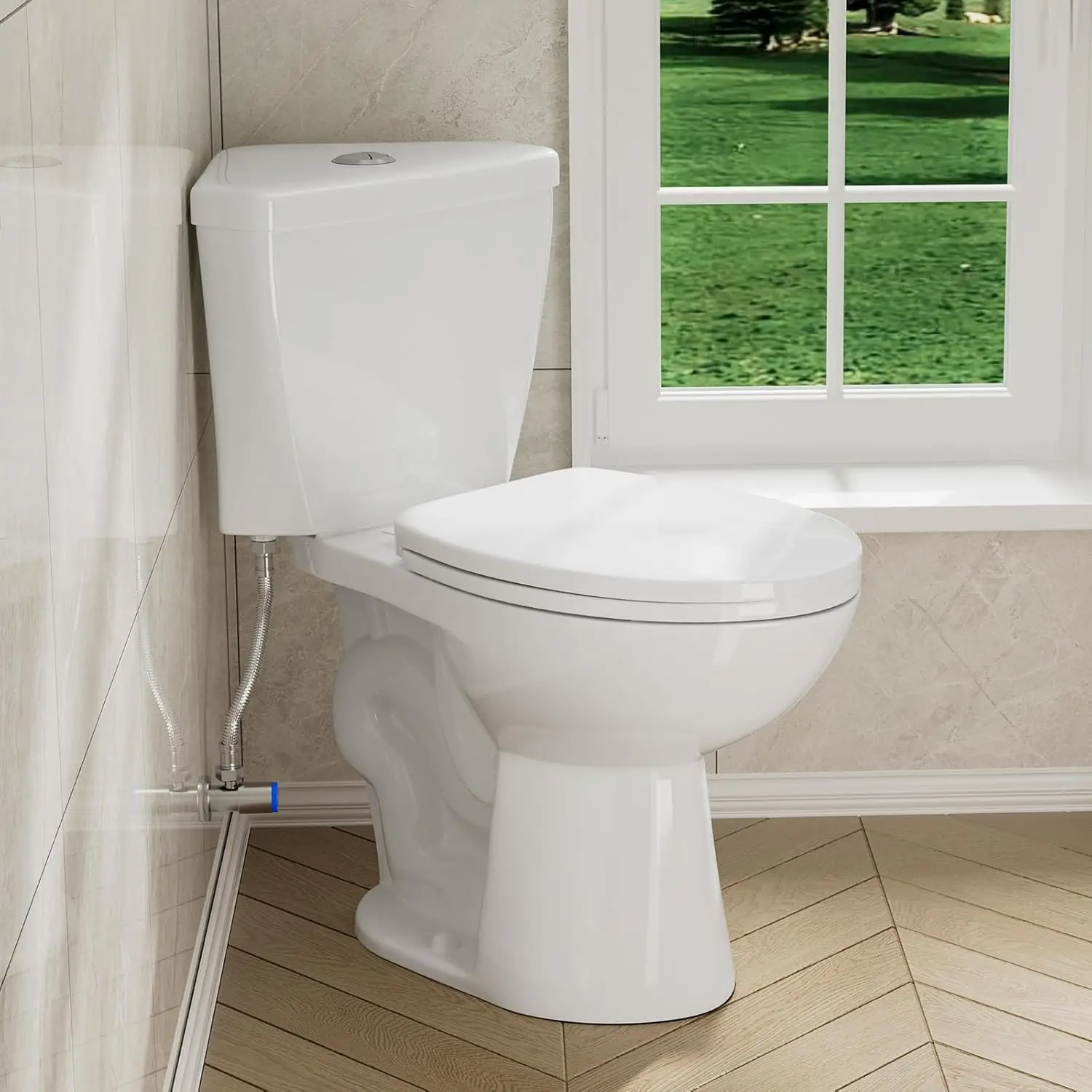 Superflo Elongated Corner Toilet, Compact 17.2