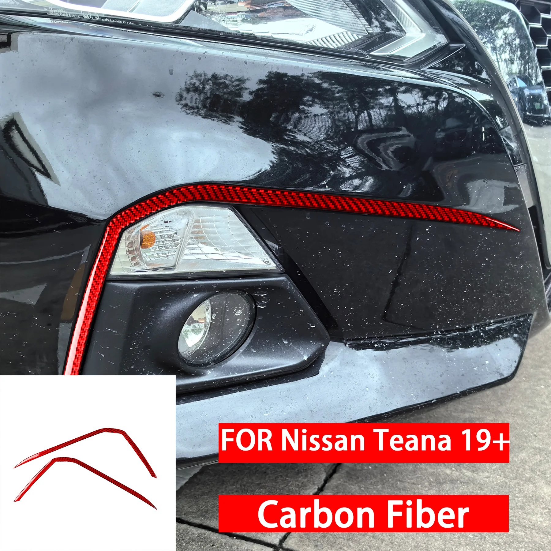 

FOR Nissan Teana 19-up Real Soft Carbon Fiber Car Front Bumper Fog Lights Turn Signal Panel Frame Decorative Accessories Sticker