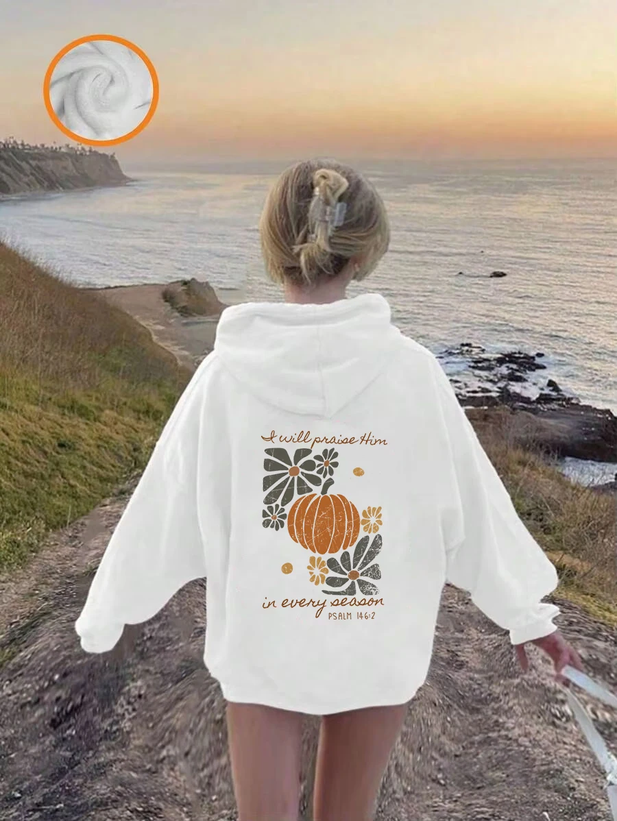 Boho Pumpkin Wildflowers Hoodies Girls Boys Autumn Winter Long Sleeve Pullover Fashion Aesthetic Flower Y2K Sudaderas Kids Hoody