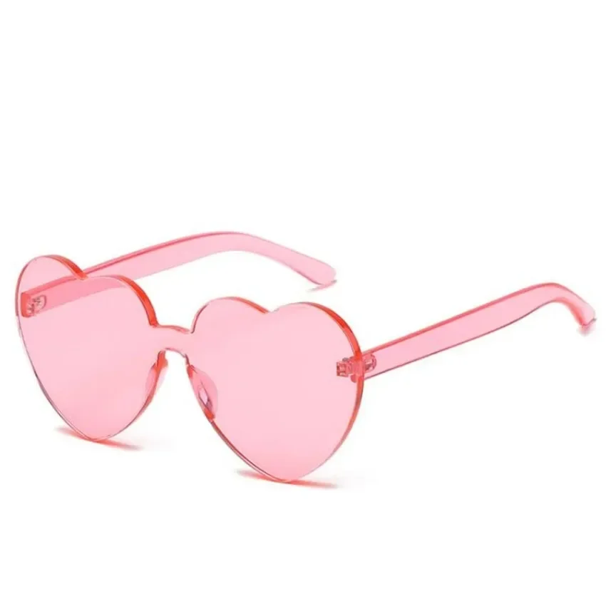 Best Heart Sunglasses for Women Men Rimless Eyewear UV400 Female Pink Green Yellow Blue Orange Purple Brown Sun Glasses