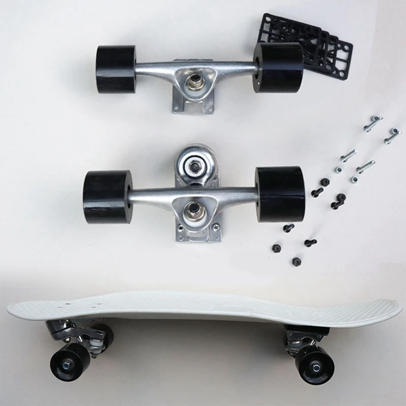 1Set Stomp Gratis Land Surf Skateboard Veerbeugel Skateboard Brug Draaibare Flexibele Onderkant Zilver