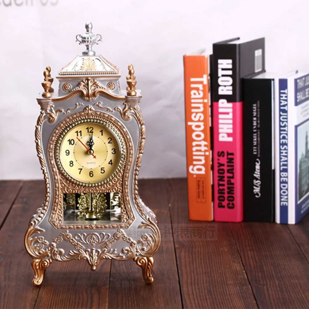 

1Pcs European Style Desk Clock Creative Retro Table Clock Musical Time Bell Decorative Archaistic Decor for Home Office Living