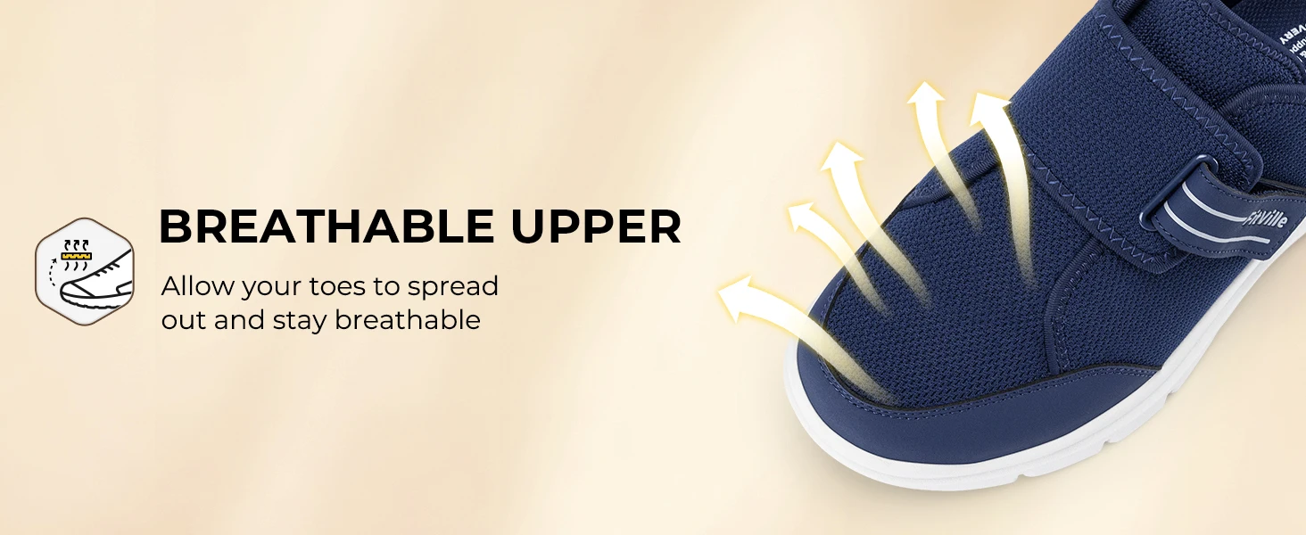 FitVille Diabetic Shoes for Men Extra Wide, Hook and Loop Walking Shoes for Elderly for Swollen Feet Foot Pain Relief Neuropathy
