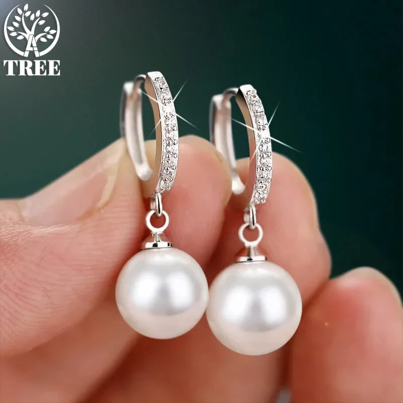 

ALITREE 2024 Pearl Earrings Genuine Natural Freshwater Pearl 925 Sterling Silver Earrings Pearl Jewelry For Woman Wedding Gift