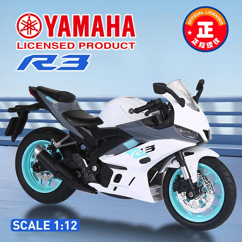 Offiziell autorisiertes 1:12 Yamaha Motorrad Premium-Legierungsmodell Spielzeugauto Sound & Licht Zurückziehbares Spielzeugauto Jungen Geschenk Sammlerstücke