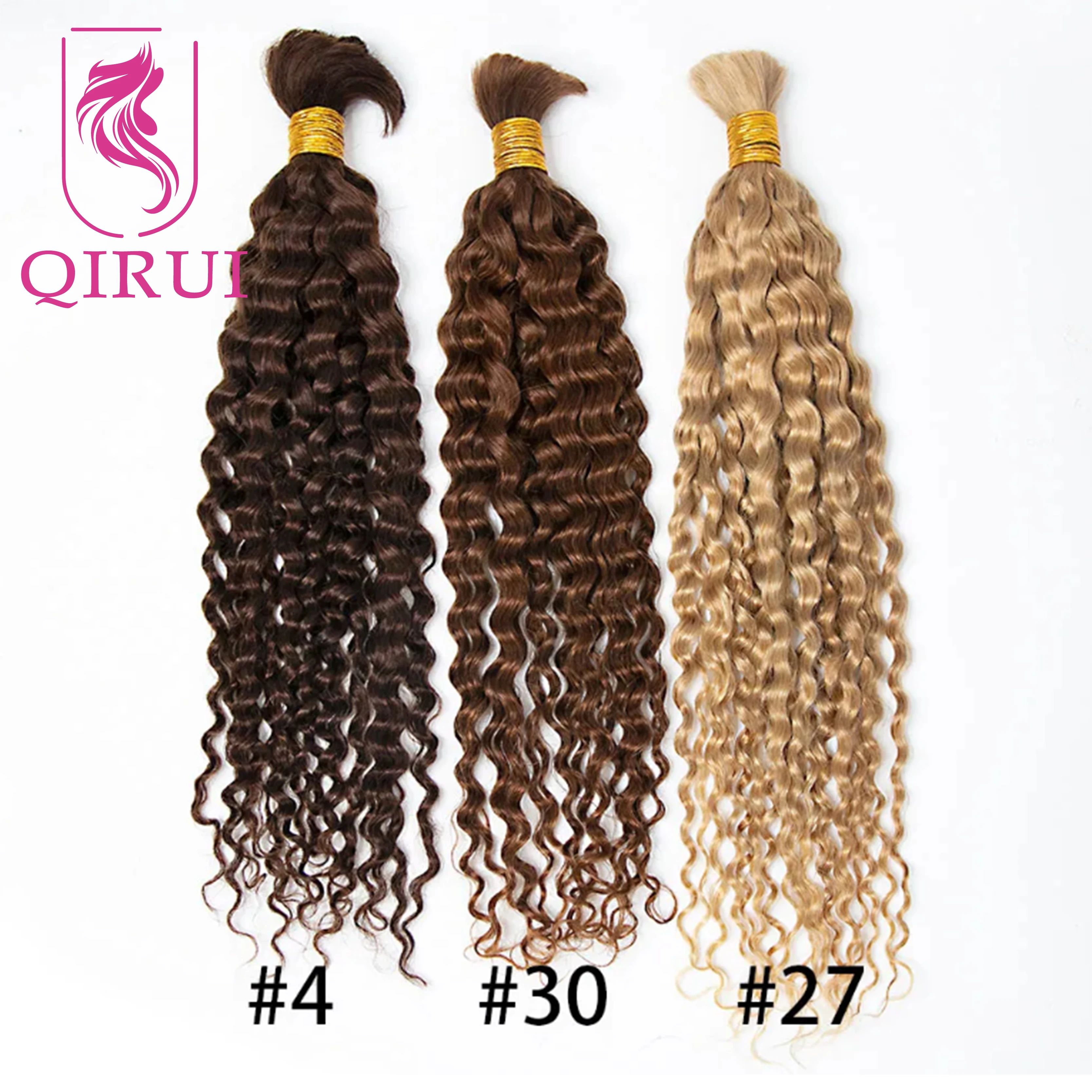 Bulk Human Hair For Braiding Water Wave Blonde 4 30 Curly Double Drawn Wholesale Boho Braids Human Hair Extensions Bundles