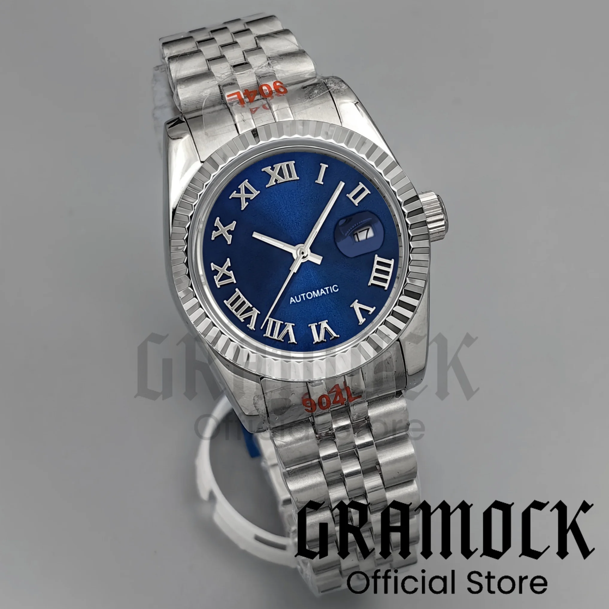 Gramock 31mm High-Quality Women's NH05 Mechanical Wristwatch Sapphire Glass Roman Marks Sunburst Dial Tooth Bezel Watch For Lady
