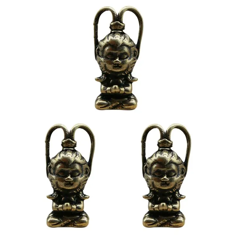 AT02-3X Copper Monkey King Figurine Sun Wukong Statue Decor Fish Tank Ornaments Housewarming Home Decor Car Decoration
