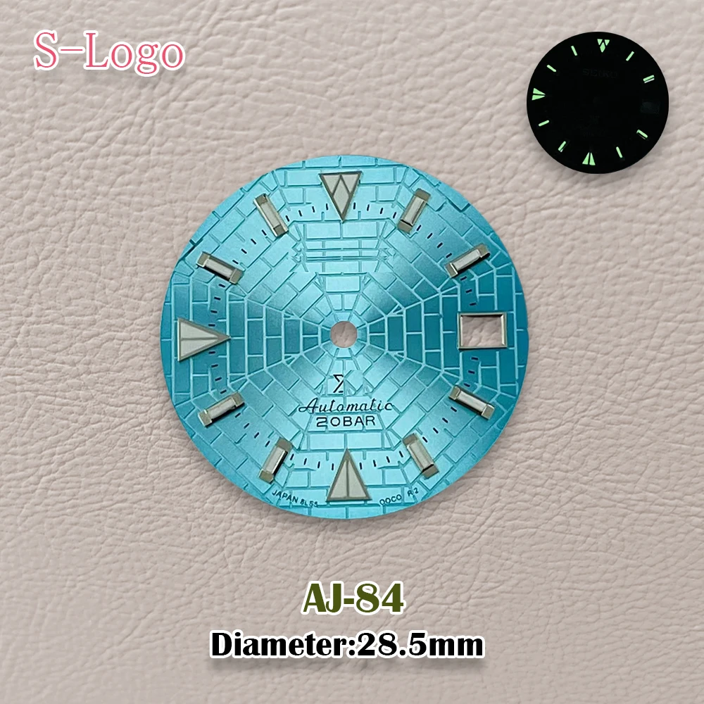 28.5mm S Logo Spider Web NH35 dial green glow in the dark modified NH35 movement diving watch dial watch accessories Repair tool