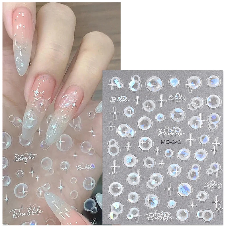 Auto-adesivo Transparente Bubble Nail Art Adesivos, Decalques de Bolha de Água, Manicure Slider, DIY Nail Decoration, Salon Gift, 3D