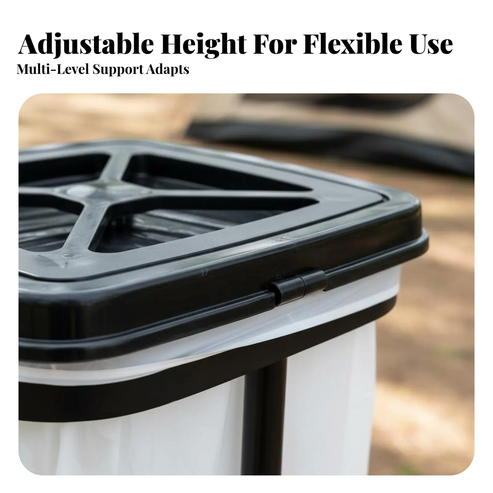 

Foldable Camping Trash Can Large Capacity Adjustable Height Garbage Stand Adjustable Height Trash Stand Easy Assembly