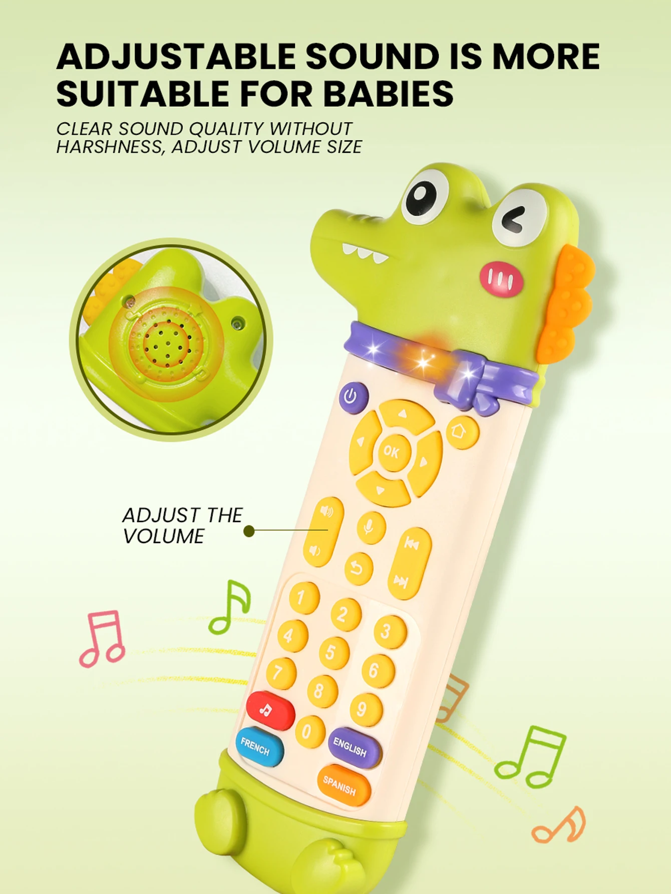 音楽付き子供用シミュレーションテレビリモコン、英語学習、ロールプレイングリモコン、赤ちゃん早期教育音楽おもちゃ