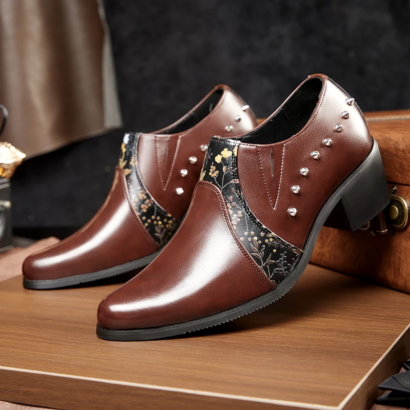 

Business Men Formal Shoes Black-brown Men Casual High-heeled Comfortable Breathable Brand Leather Shoes Social Shoes Sizes 39-46