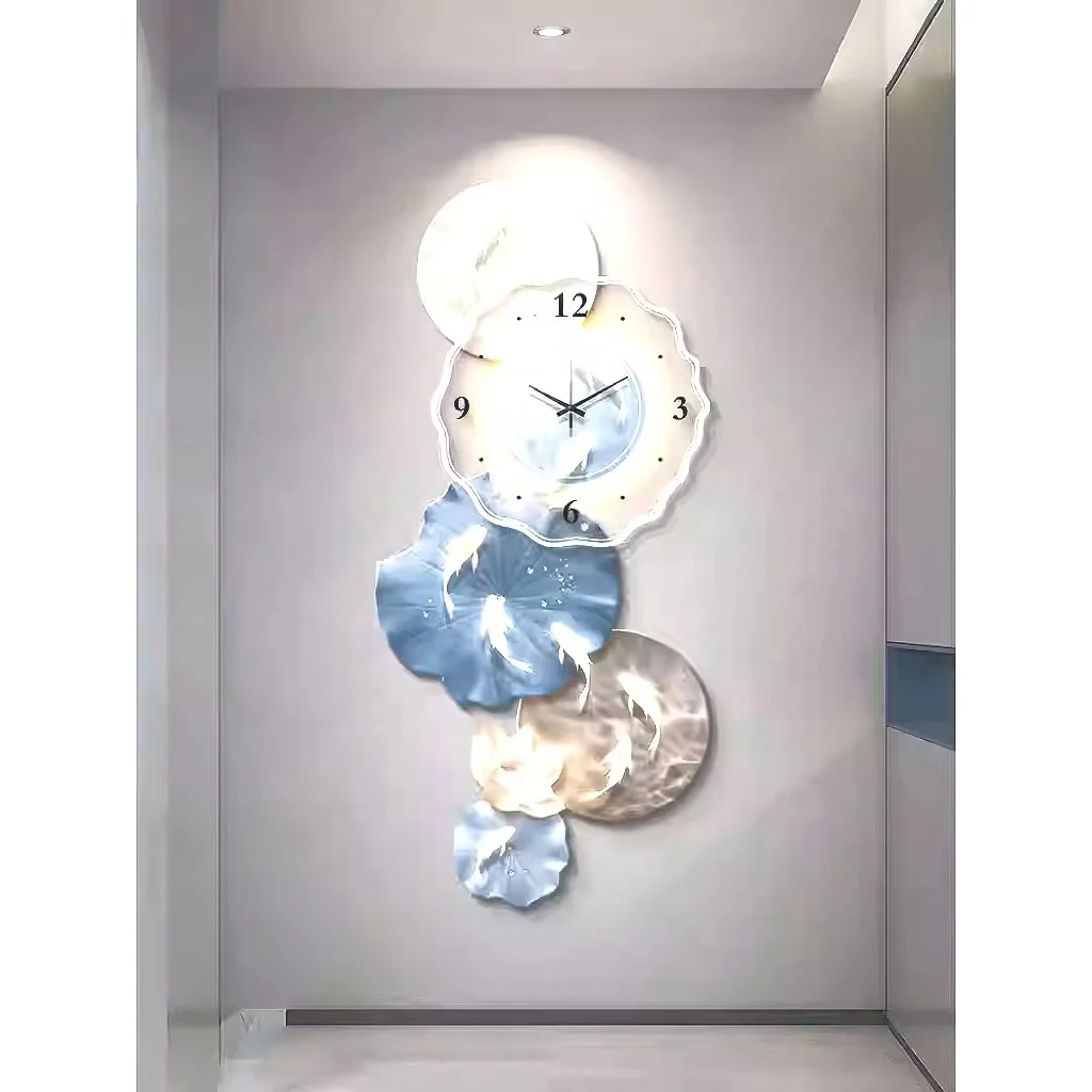 

Nine Fish Picture Living Room Entrance Vertical Bell Decoration Painting High end Corridor Hanging Painting Creative Lighting Mu