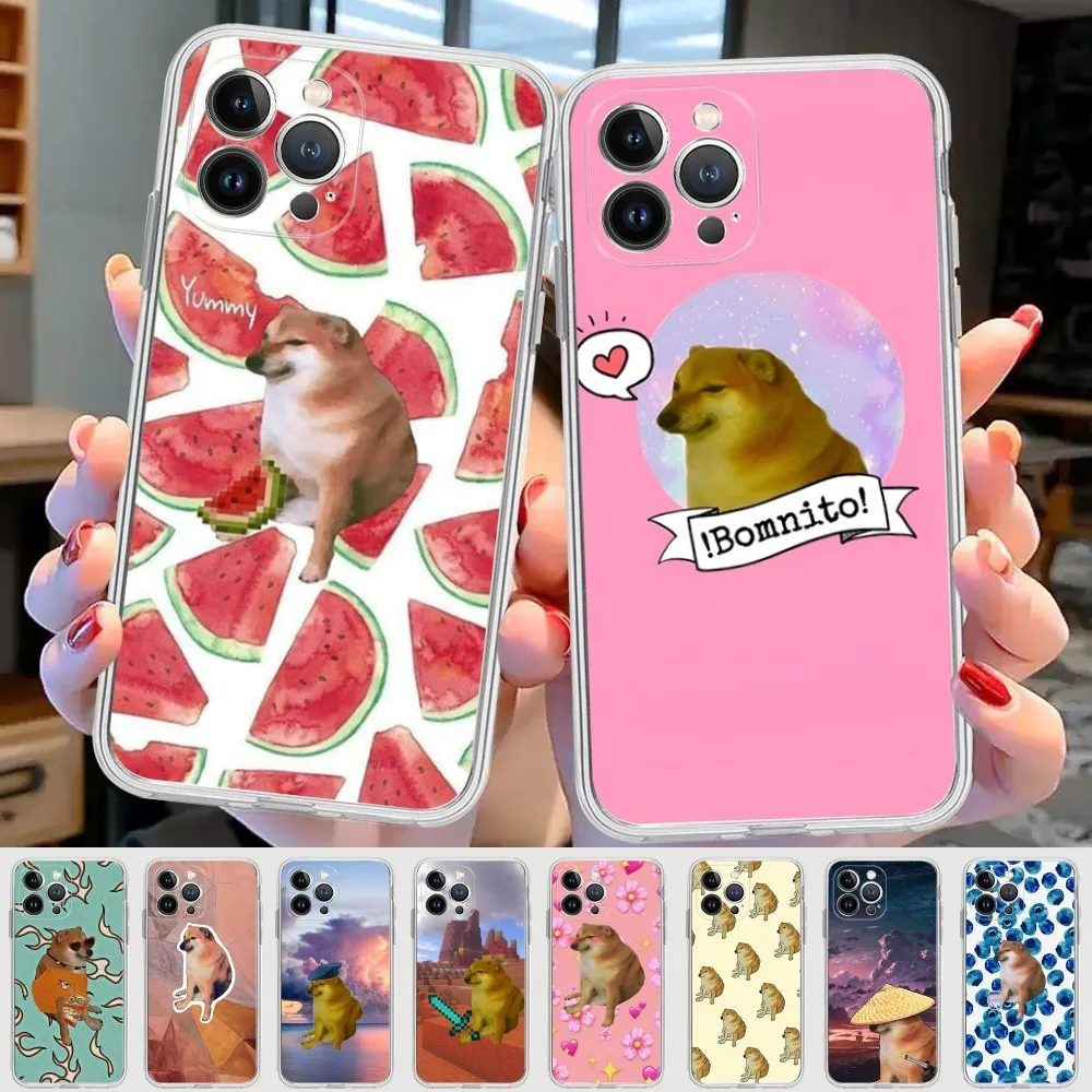 Funny Cute cheems Dog  Phone Case for iPhone 15 8 7 6 6S Plus X SE 2020 XR XS 14 11 12 13 Mini Pro Max Mobile Case