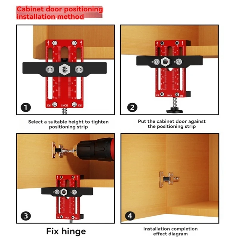 更新されたキャビネットドア取り付けリバウンダーポジショナー、キャビネットハードウェアジグ、キャビネットドア用の調整可能なドアヒンジジグ