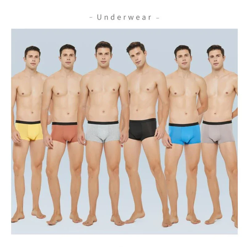 4Pcs Men Boxer Black Mens Panties Underwears Breathable Sexy Male Boxer Solid Underpants Comfortable Underwear Men\'s Boxers