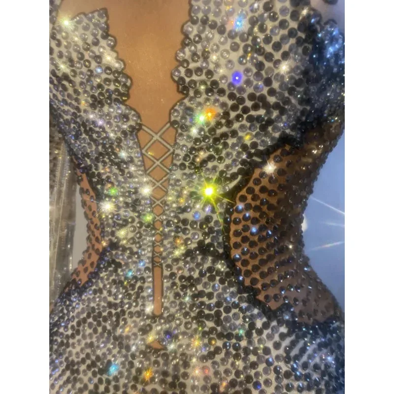 

Боди с блестящими стразами и бахромой, женское облегающее сценическое платье, клубное трико с кисточками для танцовщицы DS, танцевальный костюм для вечеринки, шоу XGR6K