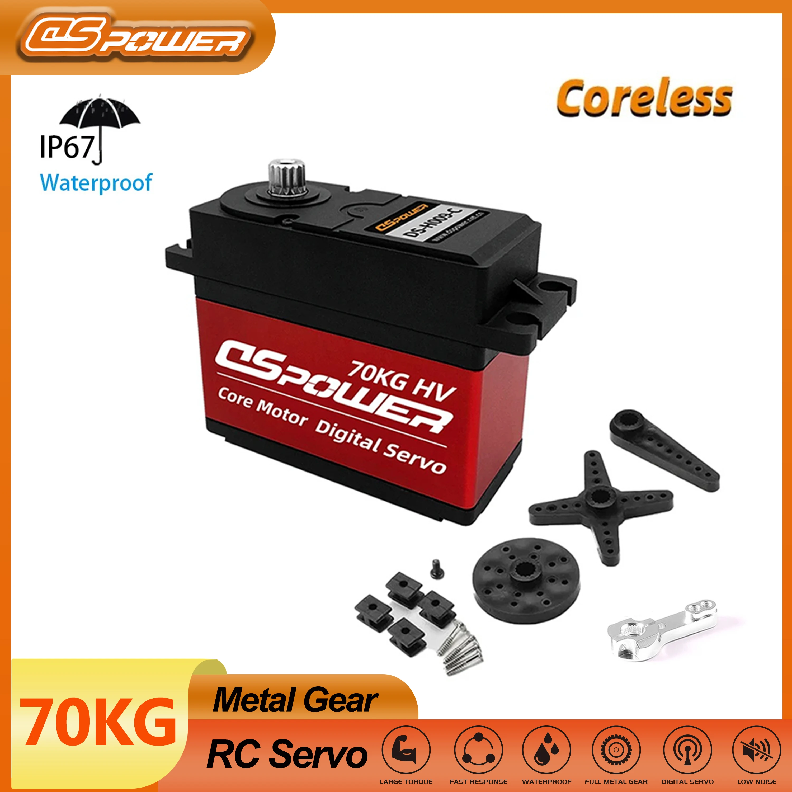 DSpower 70KG HV Wodoodporne metalowe koła zębate Bezrdzeniowe cyfrowe serwo RC do samochodów 1/5 1/8 RC Crawler Robot Boat TRX Axial Redcat Wltoys