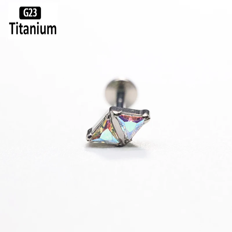 ASTM F136 Titanium Labret Piercing Zirconia Ear Studs Tragus Lip Rings Internal Thread Helix Earrings Ear Cartilaged Jewelry 16G