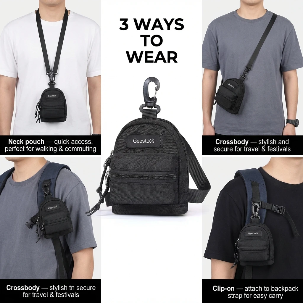 Tiny Mini Backpack Crossbody Pouch for Keys Cash Cards, Lightweight Small Bag with Adjustable Long StrapFor Travel Gym Festival