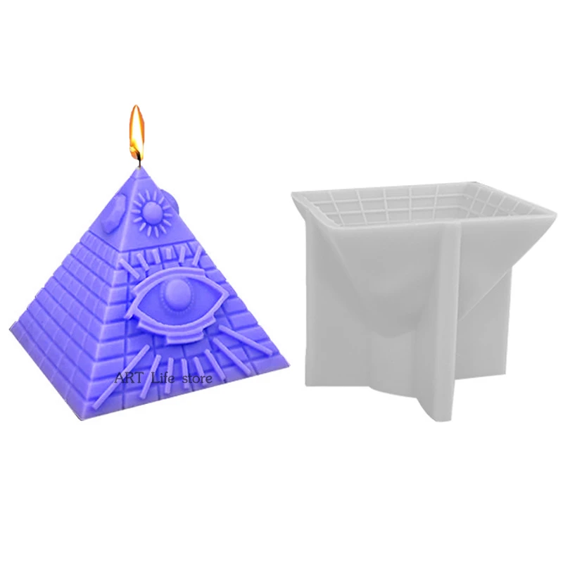 3D Pyramid Silicone Candle Mold Geometric Egyptian Tower Crafts Gypsum Resin Making Supplies Handmade Soap Ice Baking Tools