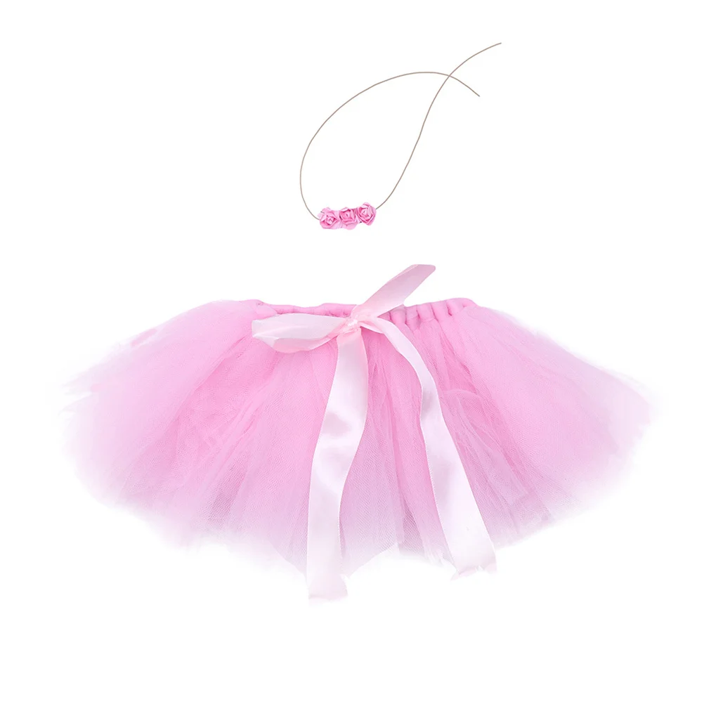 

Infant Pink Baby Photography Tutu Skirt Newborn Bow-Knot Tulle Dress Outfit Floral Headband Prop Infant Tutu Skirt