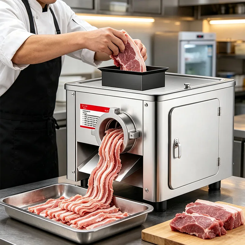 Stainless Steel Meat Slicer Machine Electric Vegetable Cutter Commercial Household Grinder Fillet Shredded