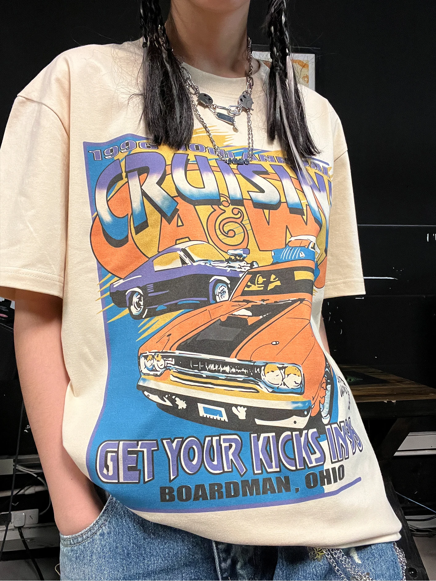Heavyweight 260G Retro Vintage Car Sporty Casual Short Sleeve T-Shirt by Wang Youbing Studio Summer 2025 Fashion Accessory