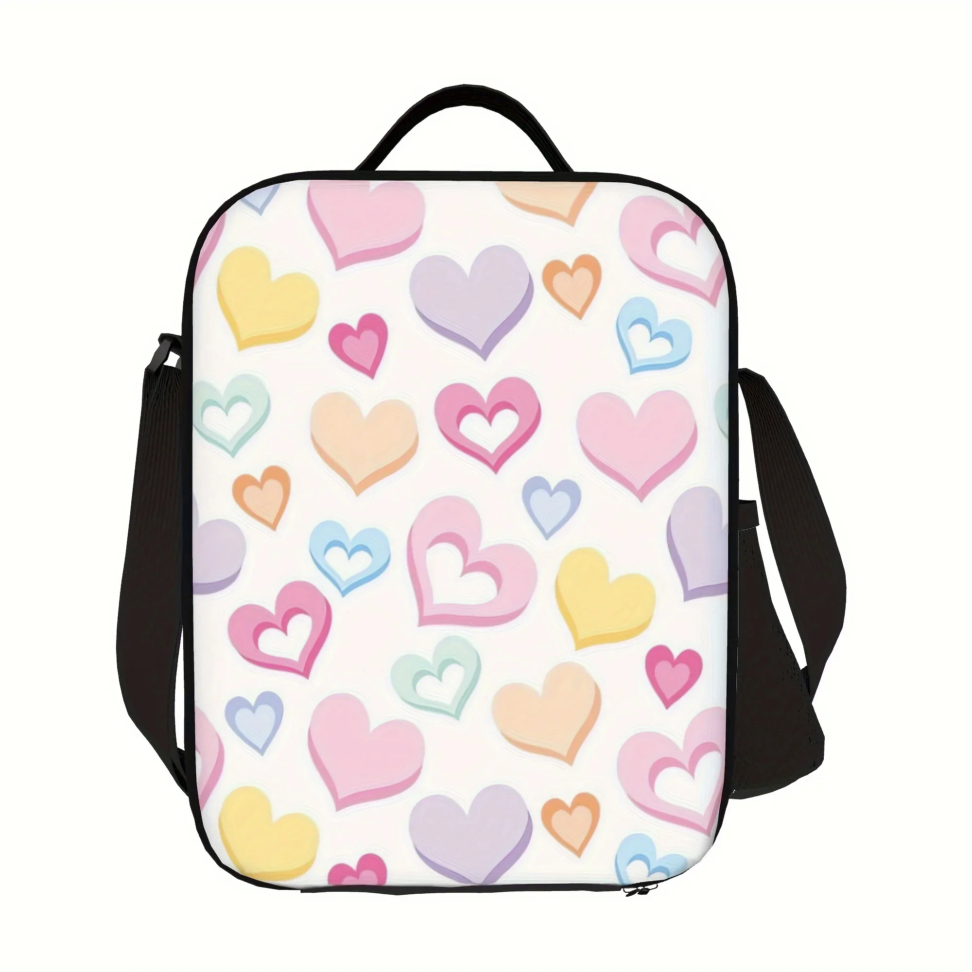 Bolsa térmica reutilizable con diseño de amor, bolsa aislante, bolsa de almuerzo aislada para acampar, Picnic, artículos esenciales de playa, adecuada para la escuela, 1 ud.