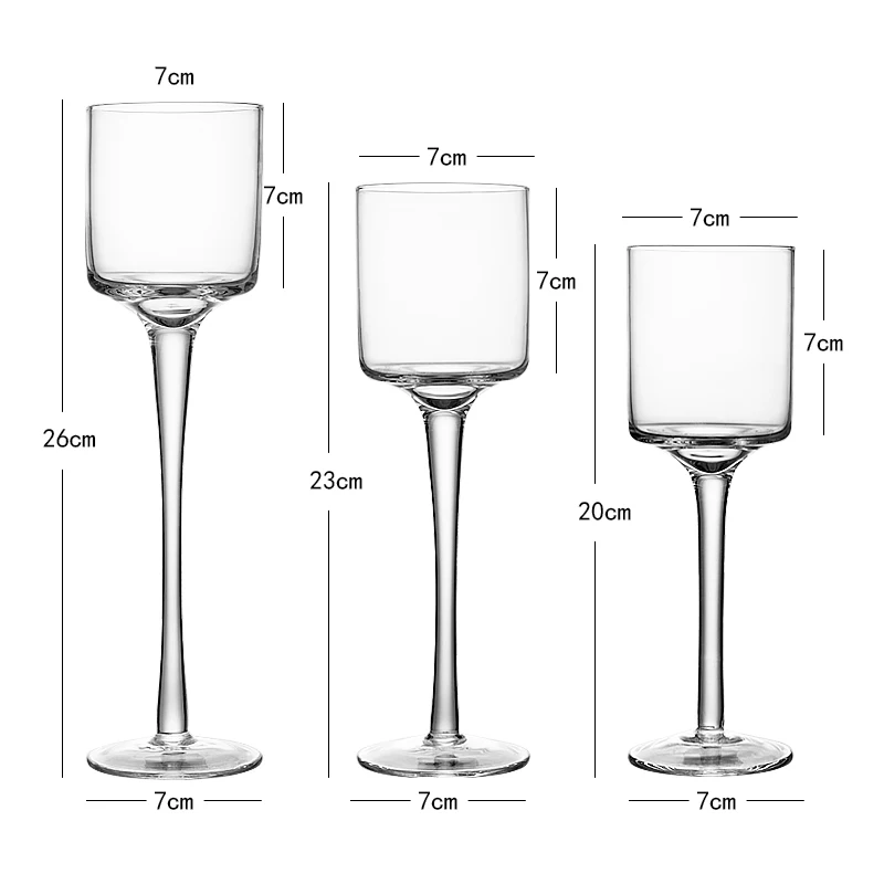 High Footed Glass Candle Holder Transparent Candle Cup Candles Container Desktop Candlestick Decor Candlelight Dinner Decoration