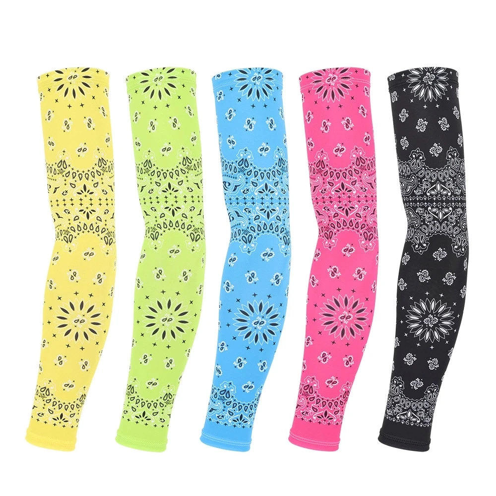 

Fashion Paisley Arm Sleeve Summer Quick-dry Sun UV Protection Ice Silk Elastic Motorcycle Sleeves Cycling Bicycle Arm Warmers