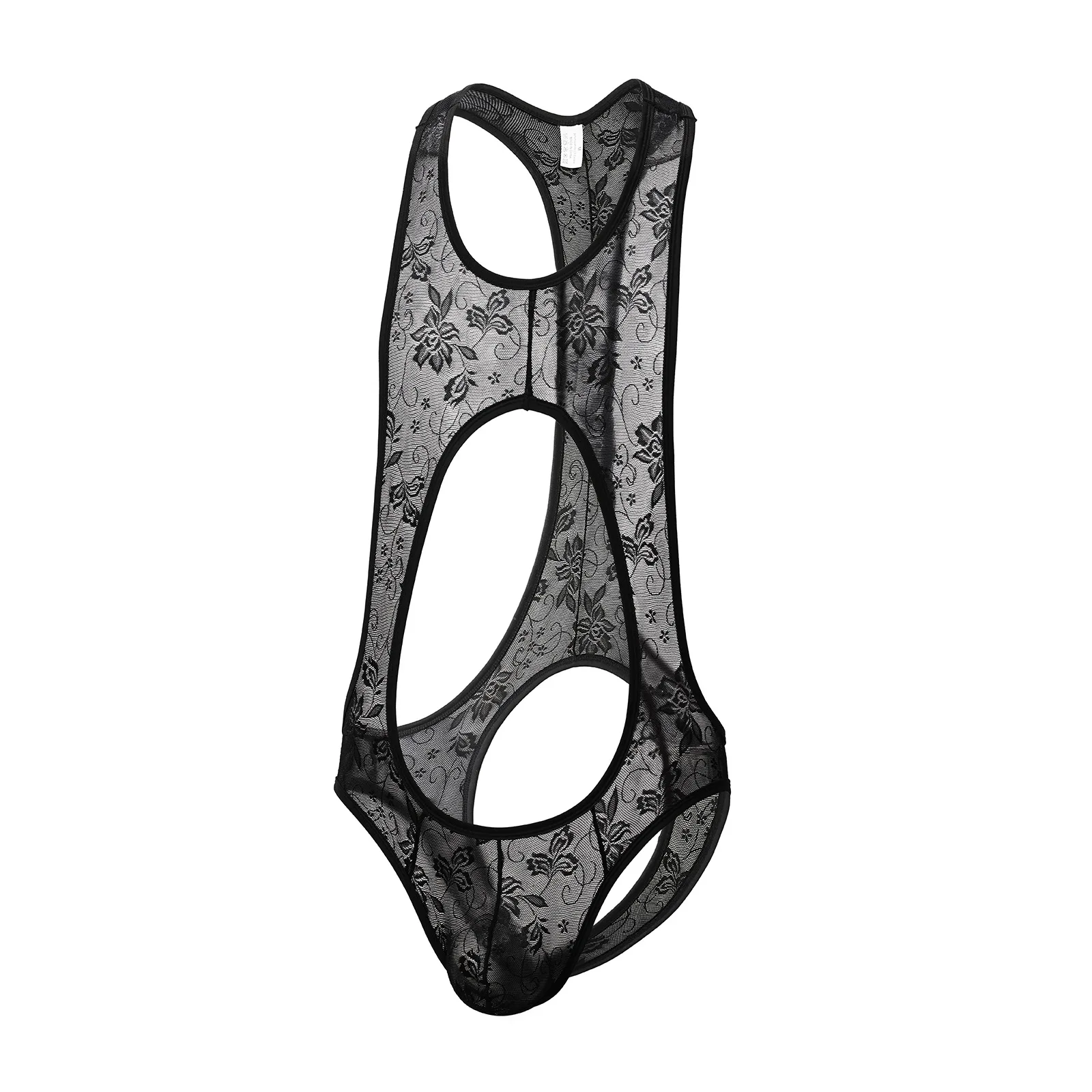 الرجال مثير بودسوت/ بدلة الجسم المصنوعة من الدانتيل مفتوحة المنشعب ضيقة الجوف خارج عارية الذراعين على شكل حرف U جيب T-السراويل الساخن مثير الملابس الداخلية للذكور الكبار