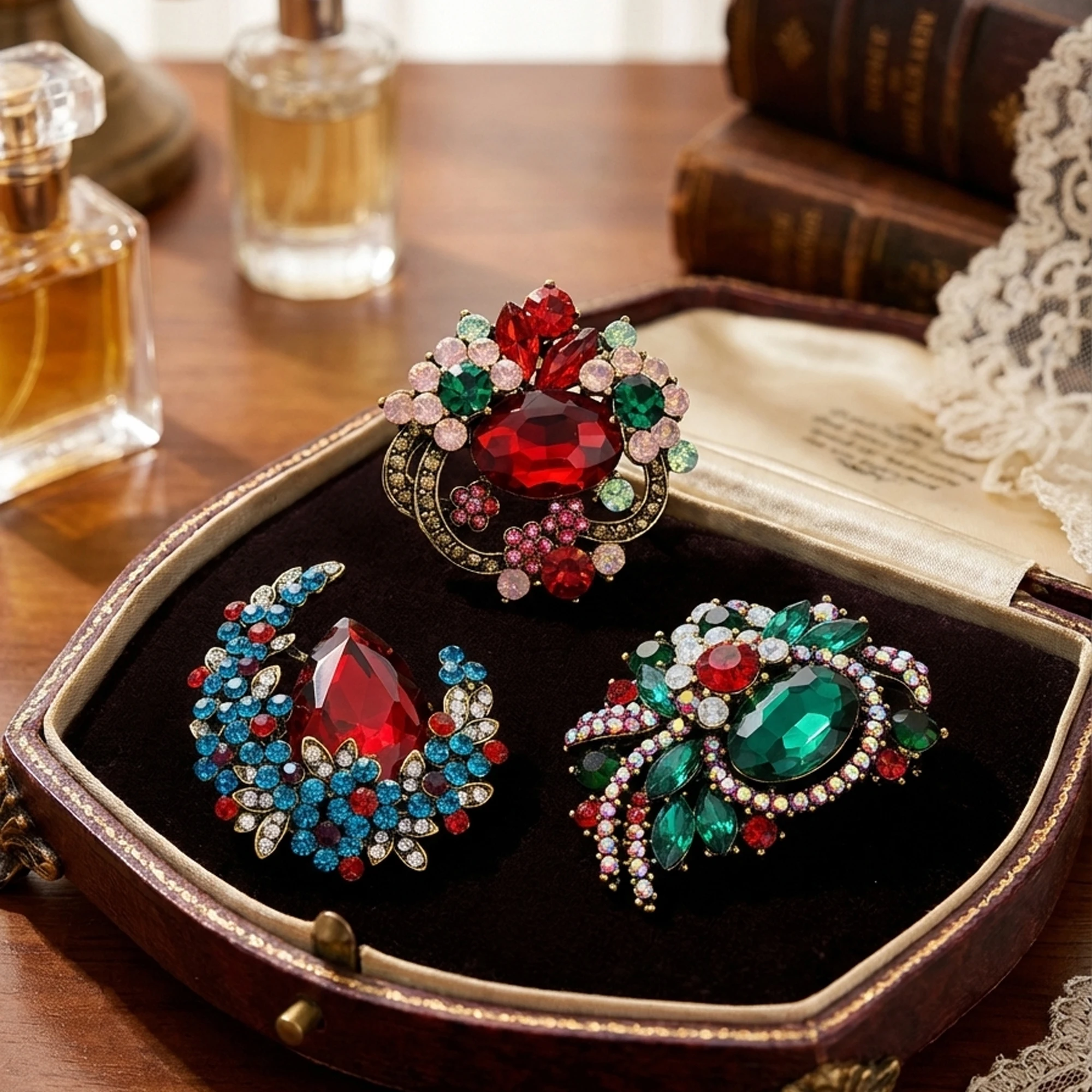 

Luxury Crystal Glass Brooches for Women Unisex Rhinestone Flower Moon Pinx Office Party Friend New Gifts Jewelry Accessories