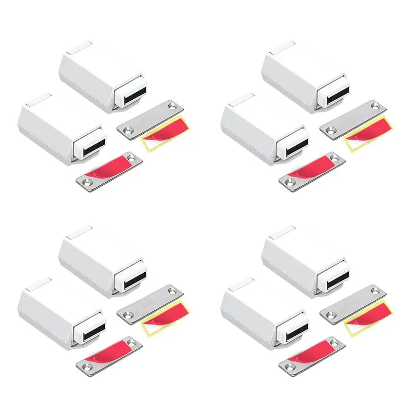 B29C-8 Pack Heavy Duty Push Latch & Lock For Door Touch Latches And Catch Magnet Push Release Drawer Pull Tip, White
