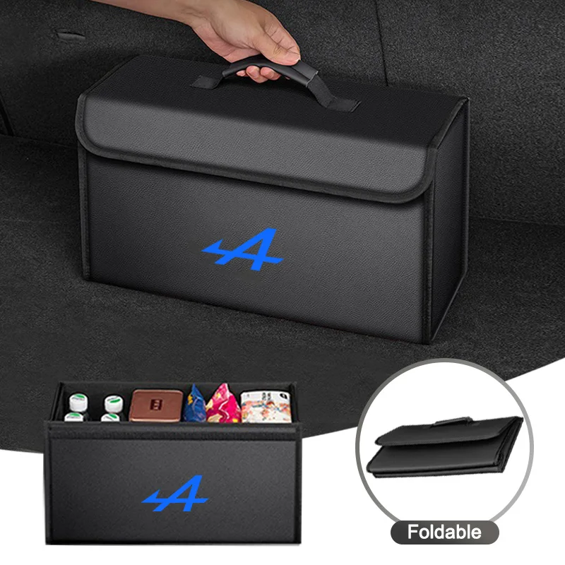 

PU Car Trunk Storage Box Organizer Foldable Stowing Container Bag Car Leather Trunk Storage Box Foldable Carbon Fiber For Alpine