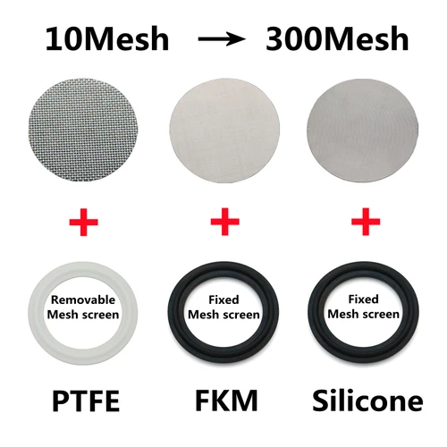 304 pantalla de filtro Tri abrazadera junta tira de sellado 10 20 40 60 100 150 300 malla 1,5 ""2"" 2,5 ""3"" 4 ""FKM PTFE silicona sanitaria Homebrew