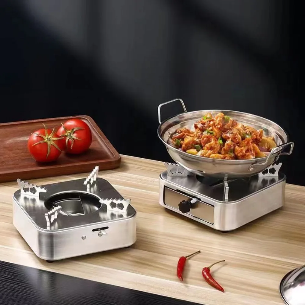 Portable Square Stainless Steel Alcohol Stove Drawer Style Silver Burner Stove Ultralight Camping Furnace Hot Pot view 4