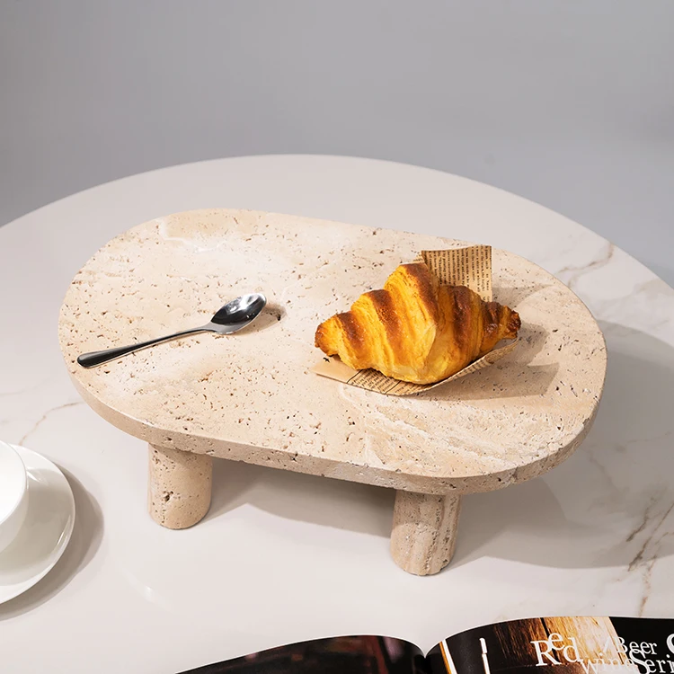 Modern Decoration Home Decoration Luxury Decoration Dried Fruit Tray Beige Marble Tray