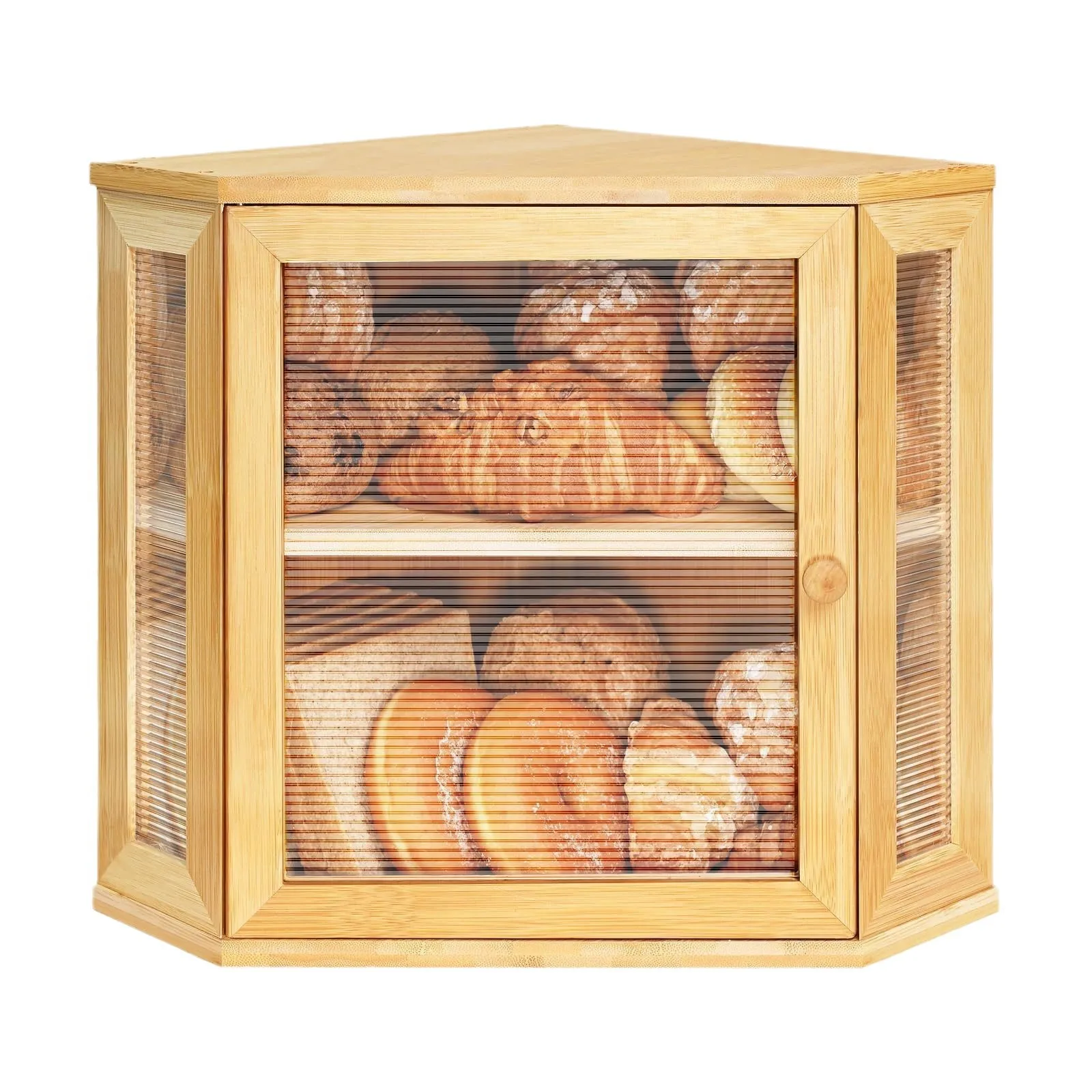 

Wooden large-capacity bread storage box Amazon new home kitchen counter multi-functional double-layer bread box