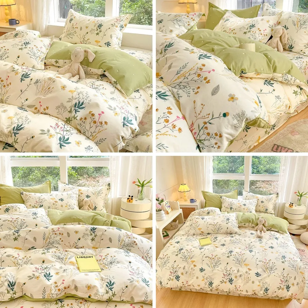 

100% Cotton Duvet Cover 1piece Flowers Print With Zipper Quilt Cover King Size Blanket Cover No Pillowcase
