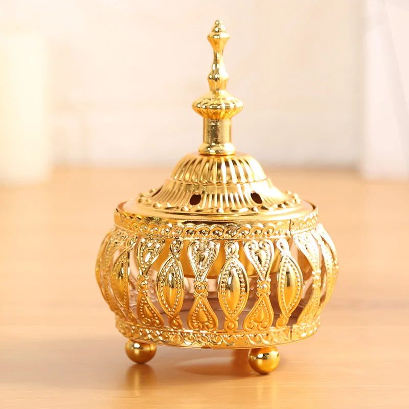 Metal Incense Indoor Aroma Diffuser Middle East European Style Holder Home Decorative Delicate Golden Ornament