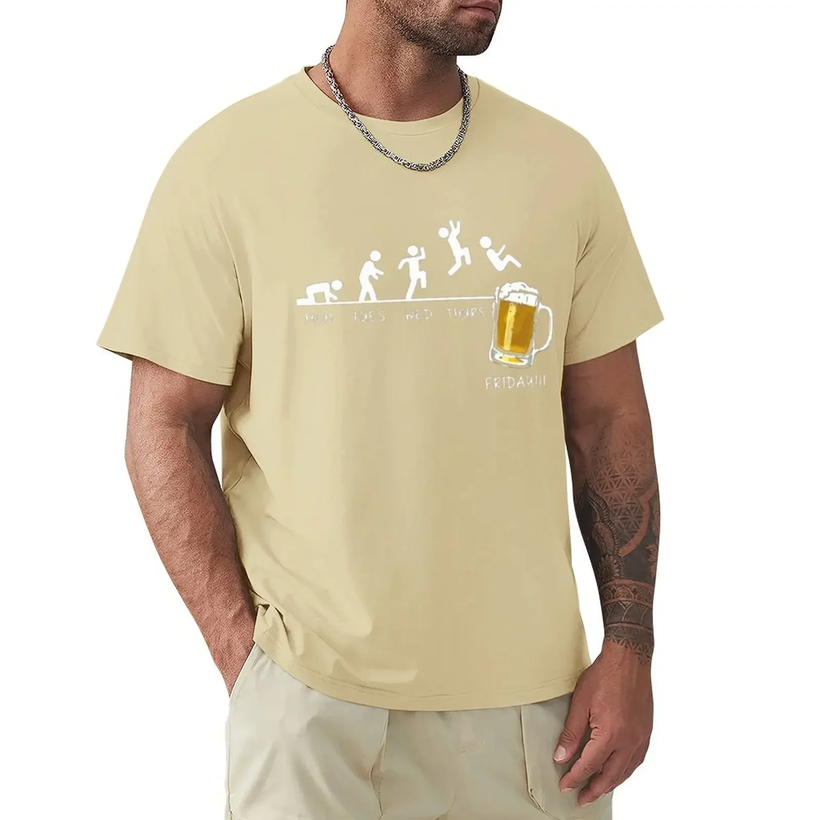 T-shirt da uomo Friday Beer Drinking Time Schedule Divertente lunedì martedì mercoledì giovedì T-shirt in cotone con stampa digitale