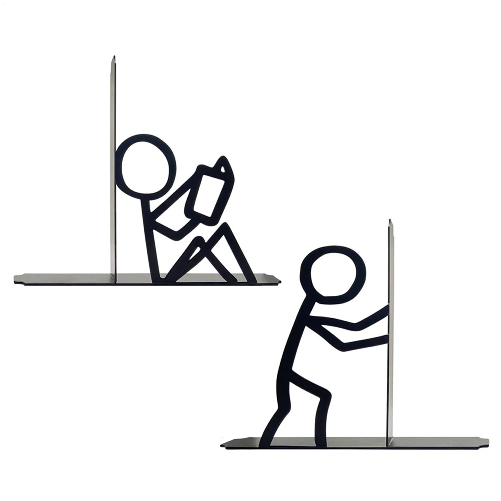 Bookend Holder for Desk Abstract Heavy Duty Metal Organizer Book Stopper Organzier for Kids Room for Bookshelves Coffee Tables