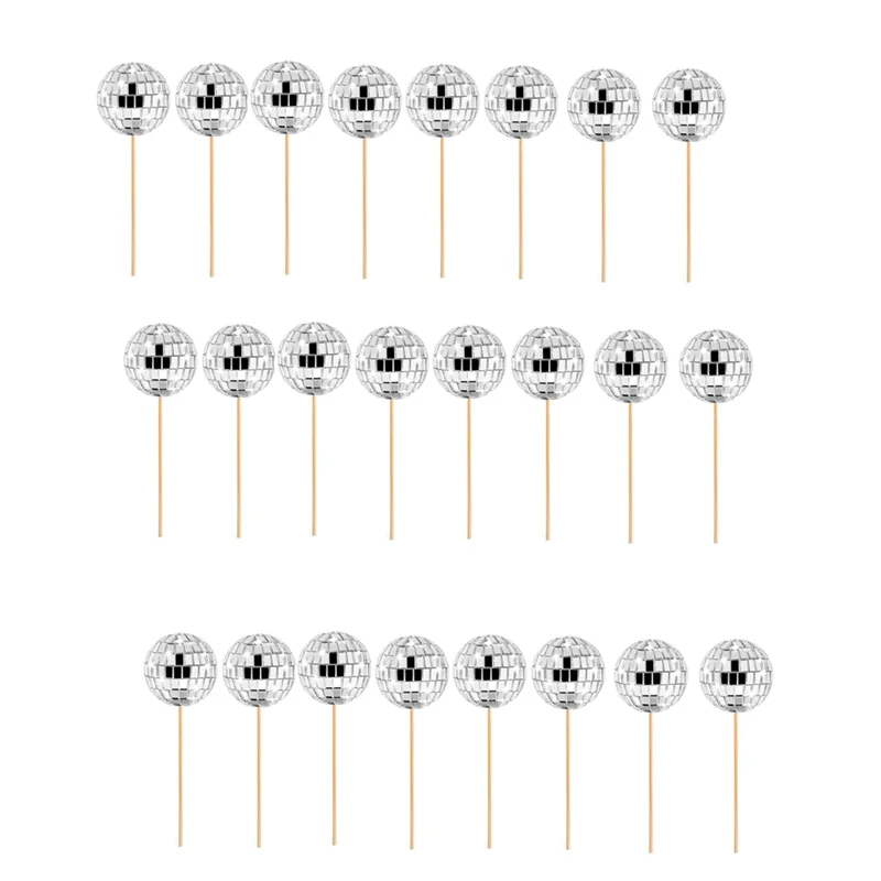 A59E-24 قطعة كرة ديسكو كب كيك القبعات العالية ديسكو الكرة كب كيك يختار عاكس كرة مرآة كعكة القبعات العالية ديسكو الزينة دائم Si