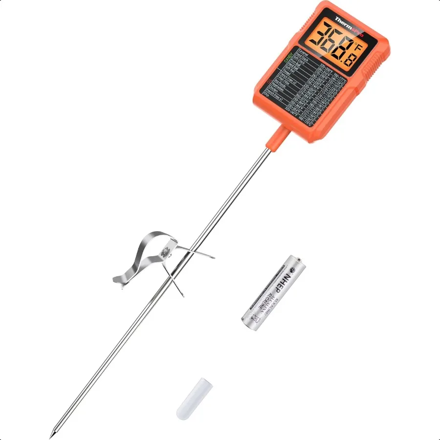 

TP510 Waterproof Digital Candy Thermometer with Pot Clip 10 Long Probe Instant Read Food Cooking Meat Thermometer for Grilling