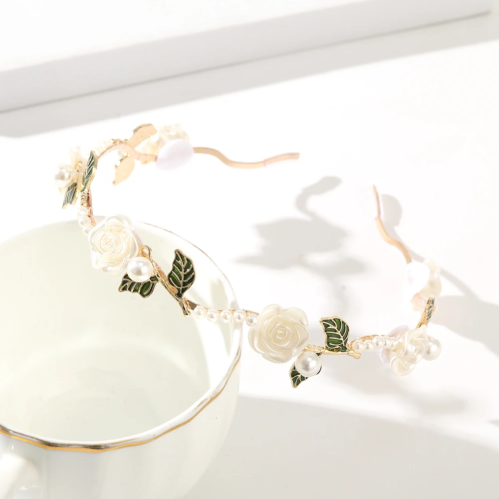 أربطة شعر مصنوعة يدويًا من اللؤلؤ الوردي للفتيات ، أربطة رأس للنساء ، رباط شعر جميل ، طوق رأس ، إكسسوارات شعر ، جديدة